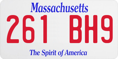 MA license plate 261BH9