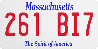 MA license plate 261BI7