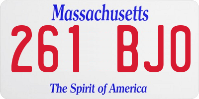 MA license plate 261BJ0