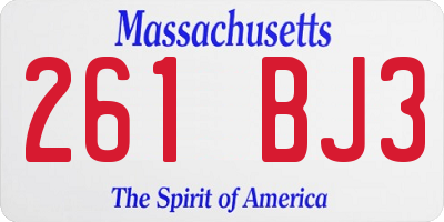MA license plate 261BJ3