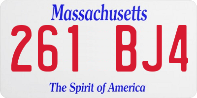MA license plate 261BJ4