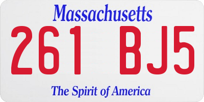 MA license plate 261BJ5