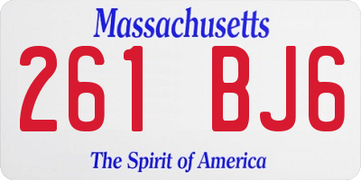 MA license plate 261BJ6