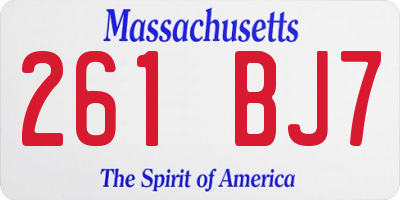 MA license plate 261BJ7
