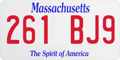 MA license plate 261BJ9