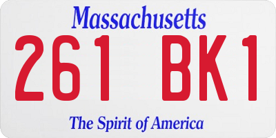 MA license plate 261BK1