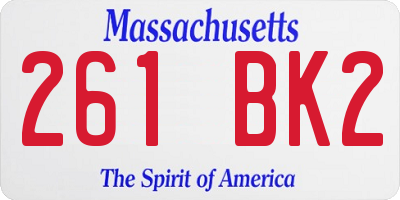 MA license plate 261BK2