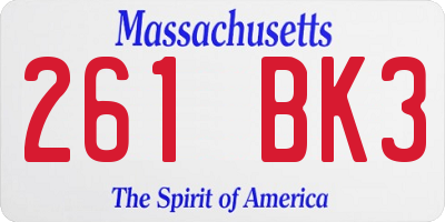MA license plate 261BK3