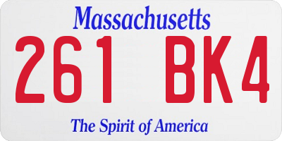 MA license plate 261BK4