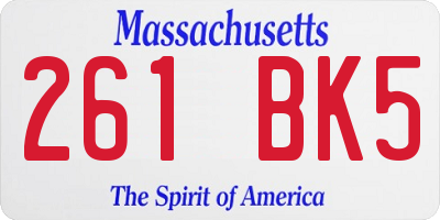 MA license plate 261BK5