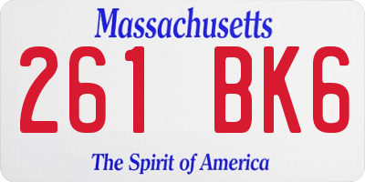 MA license plate 261BK6