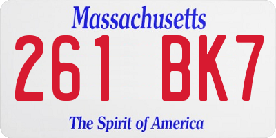 MA license plate 261BK7