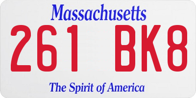MA license plate 261BK8