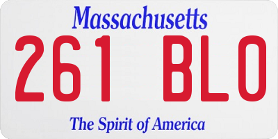 MA license plate 261BL0