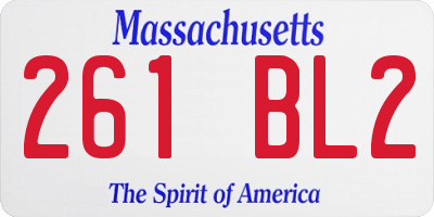 MA license plate 261BL2