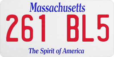 MA license plate 261BL5