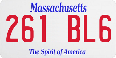 MA license plate 261BL6