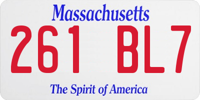 MA license plate 261BL7