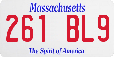 MA license plate 261BL9