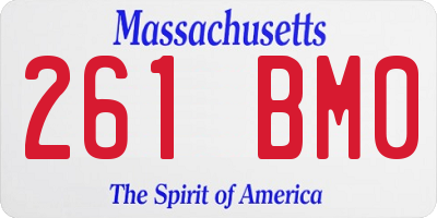 MA license plate 261BM0