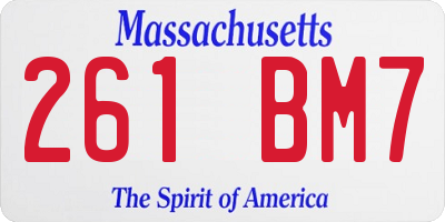 MA license plate 261BM7