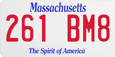 MA license plate 261BM8