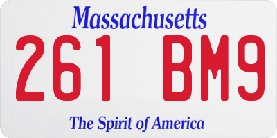MA license plate 261BM9
