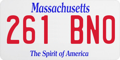 MA license plate 261BN0