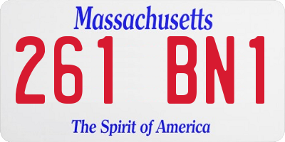 MA license plate 261BN1