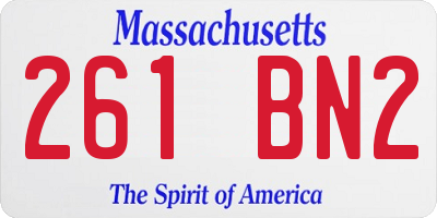 MA license plate 261BN2
