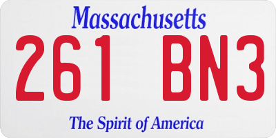 MA license plate 261BN3