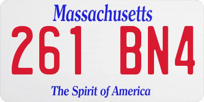 MA license plate 261BN4