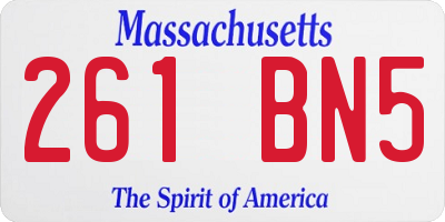 MA license plate 261BN5