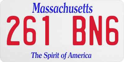 MA license plate 261BN6