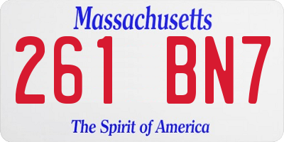 MA license plate 261BN7