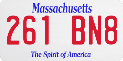 MA license plate 261BN8