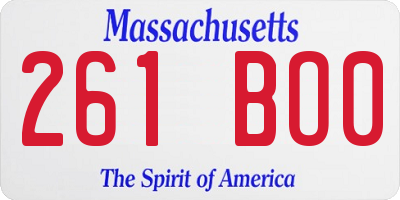 MA license plate 261BO0