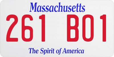 MA license plate 261BO1