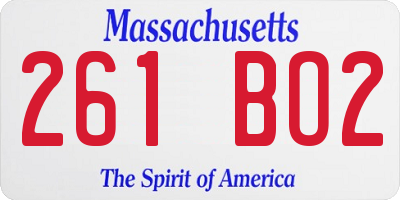 MA license plate 261BO2