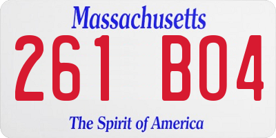 MA license plate 261BO4