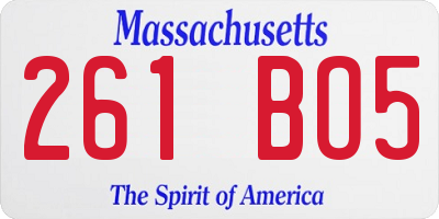 MA license plate 261BO5
