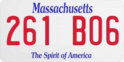 MA license plate 261BO6