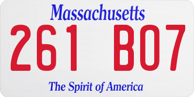 MA license plate 261BO7