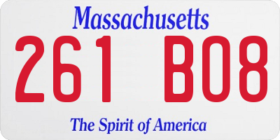 MA license plate 261BO8