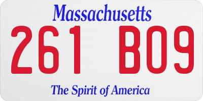 MA license plate 261BO9