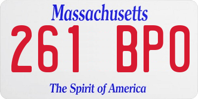 MA license plate 261BP0