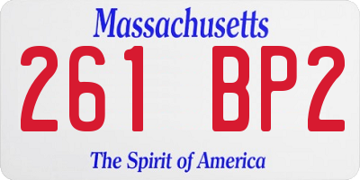 MA license plate 261BP2