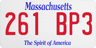 MA license plate 261BP3