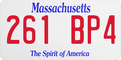 MA license plate 261BP4