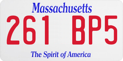 MA license plate 261BP5